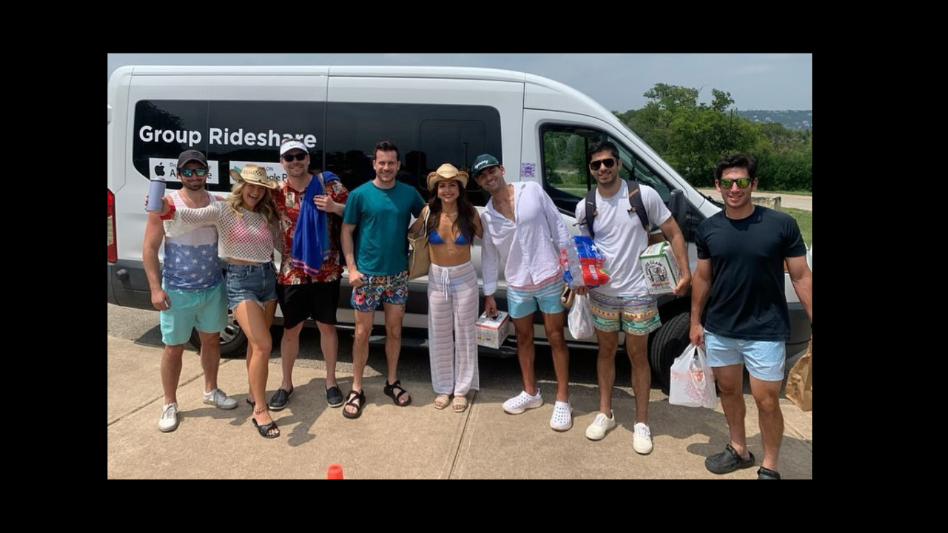 Friend group using Fetii group rideshare van