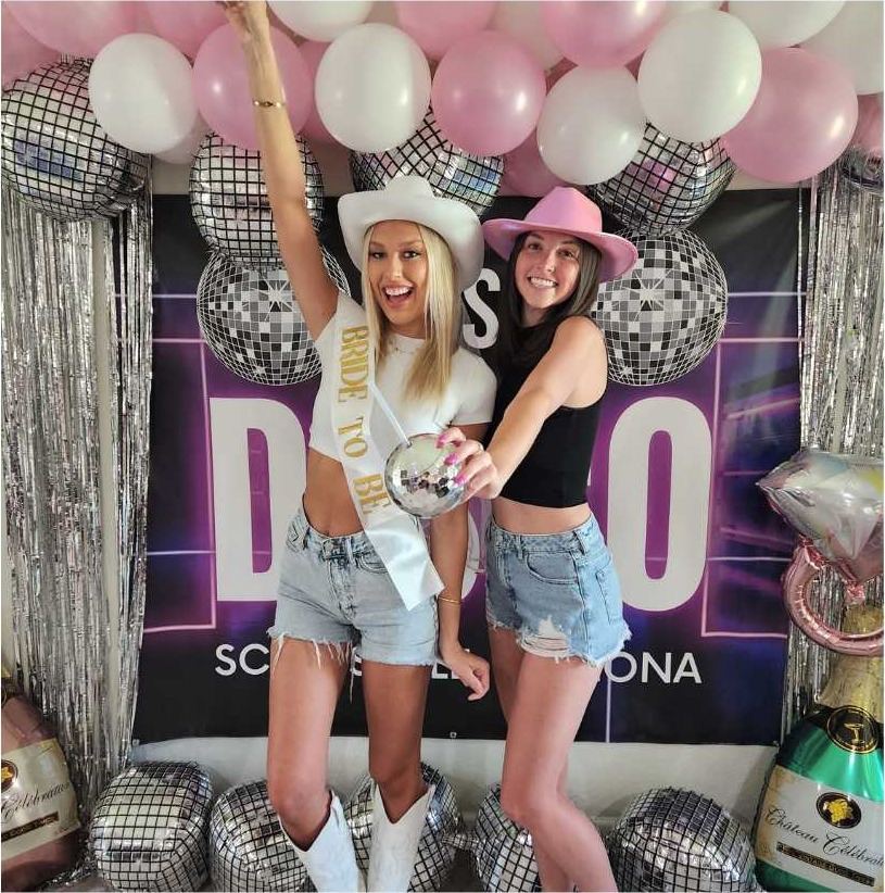 Last disco balloon arch bachelorette party Scottsdale AZ