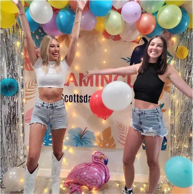 Flamingle bachelorette party balloon arch Scottsdale AZ